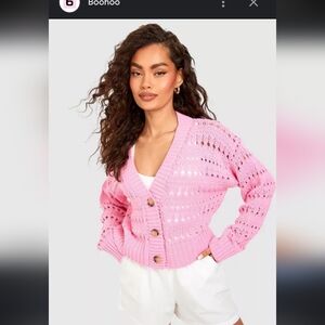 Boohoo Cable Knit Top Womens Size Small Pink Crop